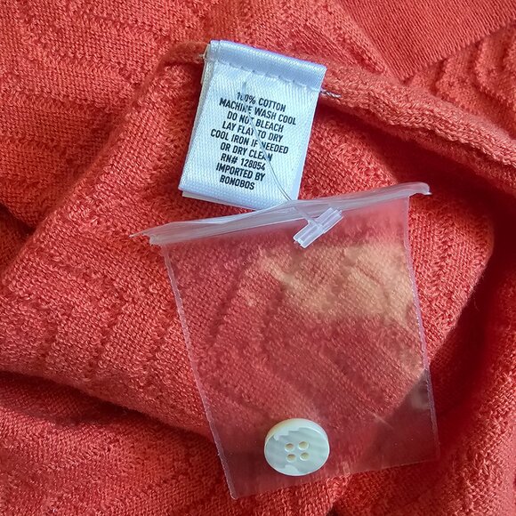 NWOT Bonobos Knitted Button Up Textured Chevron Wave Shirt, XXL, Coral - Picture 5 of 7